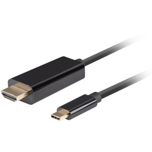 Cablu video Lanberg USB-C Male - HDMI Male, 3 m, Negru