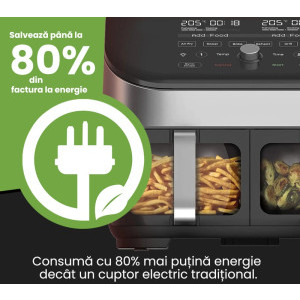 Instant Pot Friteuza cu aer cald Vortex Plus 8 Dual Zone, 1700W, Negru