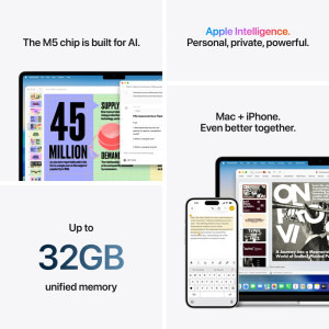 Apple 13.6'' MacBook Air 13 with Liquid Retina, Apple M5 chip (10-core CPU), 16GB, 512GB SSD, Apple M5 8-core GPU, macOS, Midnight, INT keyboard, 2026