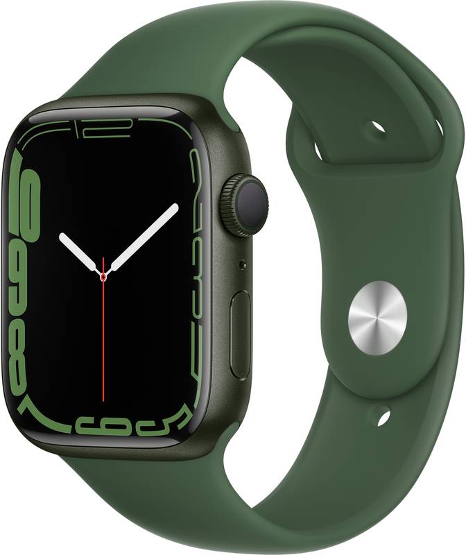 SmartWatch Apple Watch 7, 45mm Aluminium Green cu Clover Sport Band Regular + GPS