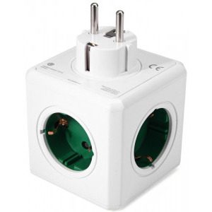 Allocacoc PowerCube Original, 2x USB, 4x Schuko, Green