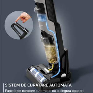 Rowenta X-Clean 4 GZ5037WO, vertical cu mop, 0.45 L + 0.73L, Negru/Gri