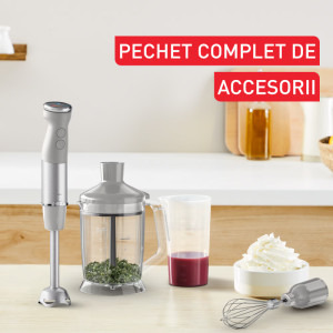 Tefal Mixer vertical QuickChef+ HB67MB30, 1000W, 1 L / 0.8L, Gri/Argintiu