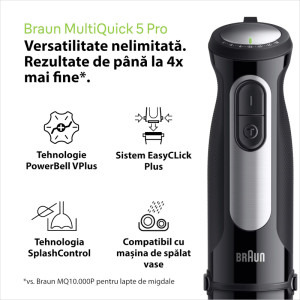 Braun Mixer vertical MultiQuick 5 Pro MQ55755M, 1000W, 0.6 L / 0.5L, Negru/Argintiu