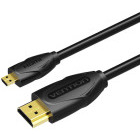 Cablu video Vention HDMI Male - Micro HDMI Male, v2.0, 2 m, Negru