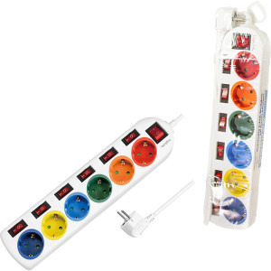 Logilink LPS259, 6x Schuko, 1.5m, Alb-Multicolor