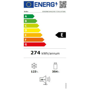 Beko B5RDNE504LDXB, 477 L, No Frost, HarvestFresh, Everfresh+, AeroFlow, Dispenser apa, Compartiment 0°C, Clasa E, 185 cm, Metal Look
