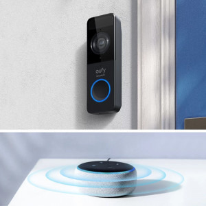 eufy Set Sonerie video cu difuzor wireless, 1080p Full HD, Autonomie 4 luni, Negru
