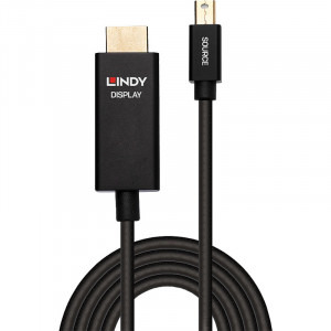 LINDY Mini DisplayPort v1.2 Male - HDMI v2.0 Male, 2m, negru