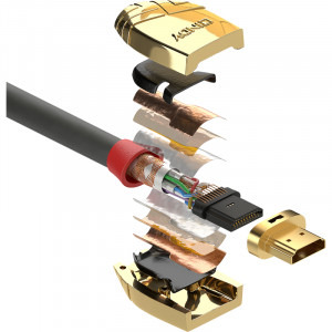 LINDY Gold, HDMI Male - HDMI Male, v1.4, 20m, gri-auriu