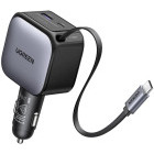 Incarcator auto Ugreen EC602, 1x USB, 1x USB-C, 60 W, Cablu integrat, Grey