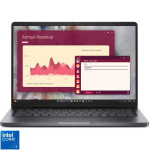 Laptop DELL 14 Pro 14 PC14250, FHD+, Procesor Intel® Core™ 5 120U (12M Cache, up to 5.00 GHz), 16GB DDR5, 512GB SSD, Intel Graphics, Win 11 Pro, Magnetite, 3Y ProSupport