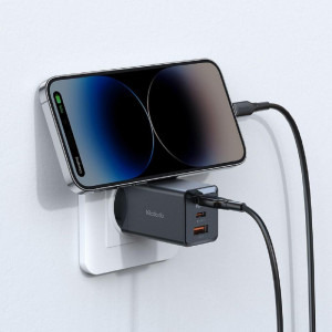Mcdodo Mini Pro Fast Charger, 1x USB, 2x USB-C, 67W, Black + Cablu USB-C la USB-C, 2m, Black