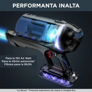 Rowenta X-Force Flex 12.60 Aqua RH98C0WO, vertical cu mop, 320W, 0.9L, Albastru/Negru
