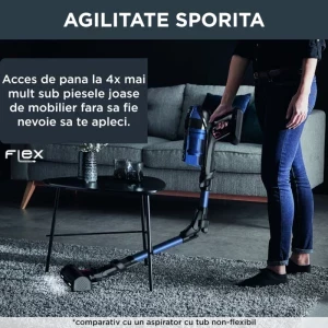Rowenta X-Force Flex 12.60 Aqua RH98C0WO, vertical cu mop, 320W, 0.9L, Albastru/Negru