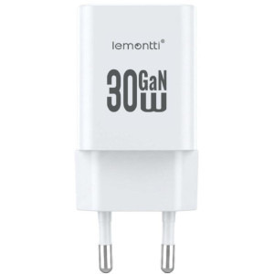 Lemontti 1x USB, 1x USB-C, 30W, GaN, White