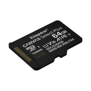 Kingston Micro SDXC Canvas Select Plus Gen3, 64GB, Clasa 10, UHS-I, V10, A1