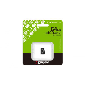 Kingston Micro SDXC Canvas Select Plus Gen3, 64GB, Clasa 10, UHS-I, V10, A1