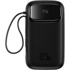 Baterie externa Baseus EnerFill FC31 QPow 3, 20000 mAh, 1x USB, 22.5 W, Display, Cablu USB-C & Lightning integrat, Black