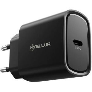 Incarcator retea Tellur 1x USB-C 20W PD, USB-C, negru, tehnologia PowerDelivery 3.0