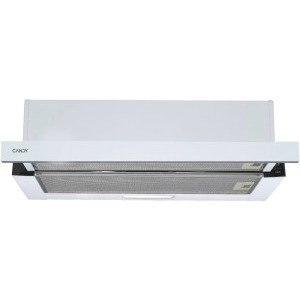 Hota incorporabila Candy telescopica CBT60RWG, Putere de absorbtie 402 m3/h, 2 trepte de viteza, Iluminare LED, Clasa C, 60 cm, Alb