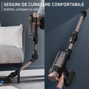 Rowenta X-Force Flex 16.60 Aqua RH9CD9E0, vertical cu mop, 780W, 0.65L, Negru/Roz