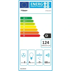 Hansa telescopica OTS6226IH, Putere de absorbtie 425 m3/h, 3 trepte, Clasa D, 60 cm, Argintiu/Negru