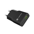 Incarcator retea Natec Ribera Gan, 1x USB-A, 1x USB-C 20 W, Black
