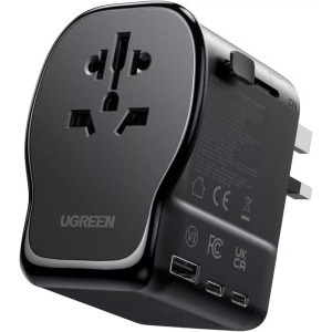 Ugreen GaN 65W, 2x USB-C, 1x USB, 3-Pin US/UK/EU/AUS/CN, Black