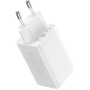 Baseus GaN5 Pro, 2x USB-C, 1x USB, Quick Charge 65W, White