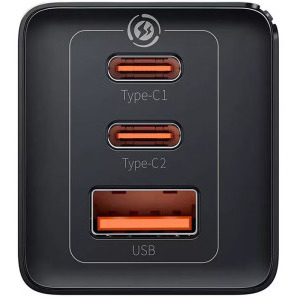 Baseus GaN5 Pro, 2x USB-C, 1x USB, Quick Charge 65W, Black
