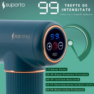 Suporto Pistol masaj profesional cu percutie, Vibromasaj, Negru