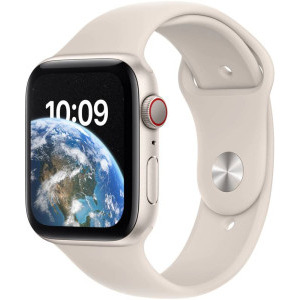 Apple Watch SE2, 44mm Aluminium Starlight cu Starlight Sport Band Regular, GPS + Cellular