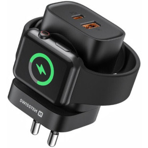 Swissten 1x USB-C, 1x USB, Quick Charge 20 W, Apple Watch, Black