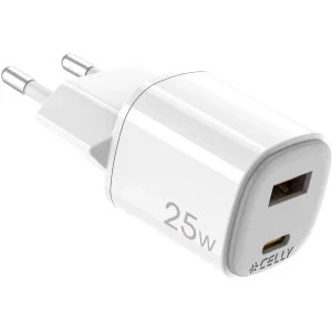 Celly 1x USB-C, 1x USB, Quick Charge 20 W, GaN, White