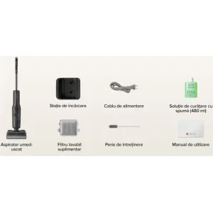 Roborock F25 Ace Pro, vertical cu mop, 0.72L, Negru/Gri
