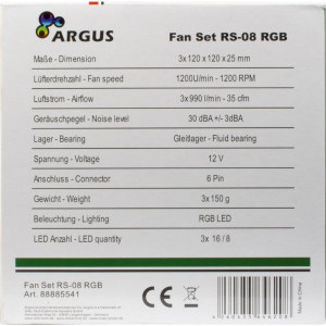 Inter-Tech Argus RS-08 RGB 120mm Three Fan Pack