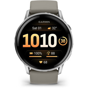 Garmin Venu 4, 45mm AMOLED curea silicon Silver/Silver gray