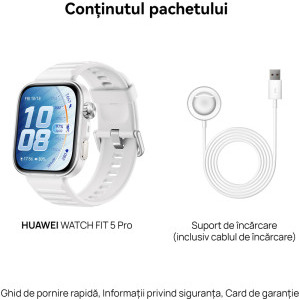 Huawei Watch Fit 5 Pro, White cu White Fluoroelastomer Strap + 3 Months Health+