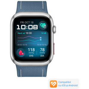 Huawei Watch D2, Silver aluminum curea Blue Composite Leather