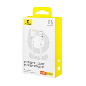 Baseus Gem, USB Male la USB-C Male, 100W, 2 m, White
