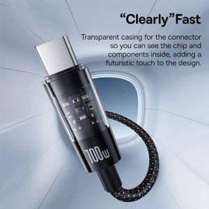 Baseus Gem, USB Male la USB-C Male, 100W, 2 m, Black