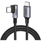 Cablu de date / adaptor Ugreen US255, USB-C Male la USB-C Male, Angled, 60 W, 2 m, Black