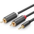 Cablu audio Ugreen AV102, 1x Jack 3.5 mm Male - 2x RCA Male, 2 m, Negru