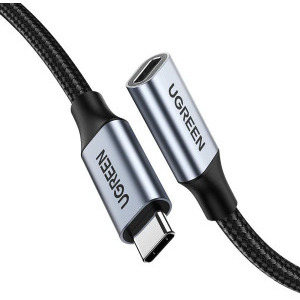 Cablu periferice Ugreen US372 Extensie USB-C 3.2 Gen 2 Male la USB-C 3.2 Gen 2 Female, PD 3.0, QC 4.0, 100 W, 1 m, Negru