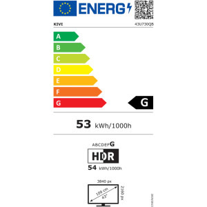 KIVI Smart TV 43U730QB Seria U730QB 109cm negru 4K UHD HDR
