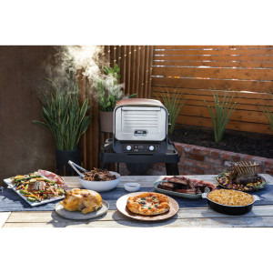 Ninja Cuptor electric Woodfire OO101EU, 2400W, Rosu/Argintiu