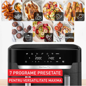 Tefal Friteuza cu aer cald Dual Easy Fry XXL EY9428E0, 2700W, 6.5 L + 4.5L, Negru