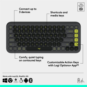 Logitech Pop Icon Keys, Bluetooth, Graphite