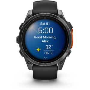 Garmin Fenix 8, 47mm Slate Gray, Black Silicone
